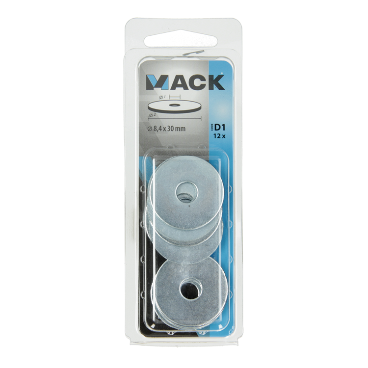 Mack 1017741 - rondelle de carrosserie galvanisée 12 pcs 8,4 x 30 mm | 10 pièces