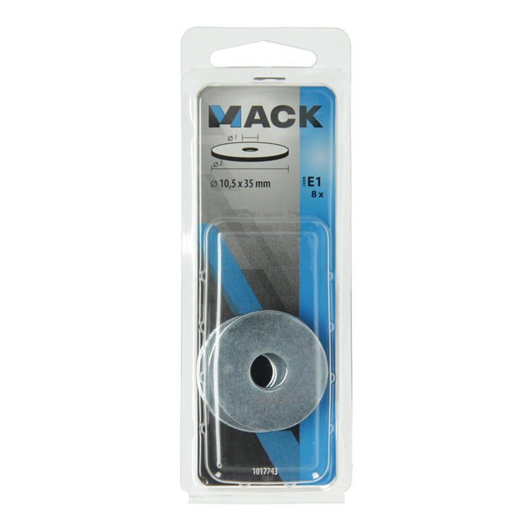 Mack 1017743 - rondelle de carrosserie galvanisée 8 pcs 10,5 x 35 mm | 10 pièces