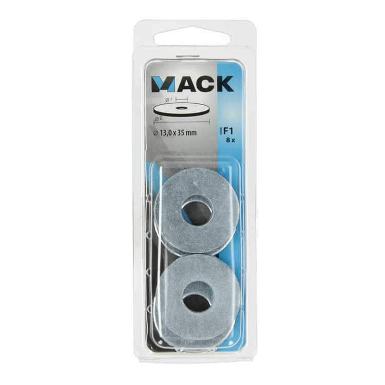 Mack 1017744 - rondelle de carrosserie galvanisée 8 pièces 13,0 x 35 mm | 10 pièces