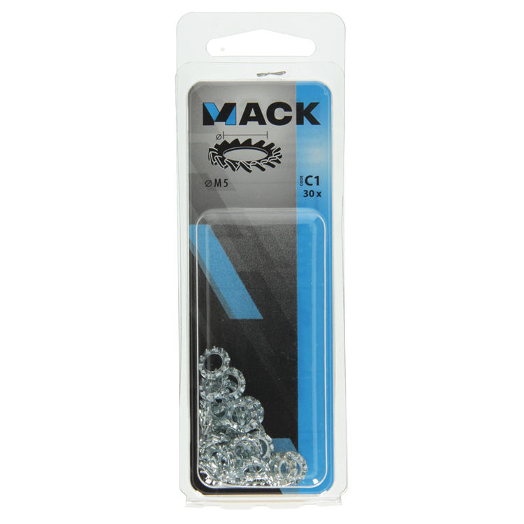 Mack 1017748 - rondelle élastique dentée en acier galvanisé 30 pcs m5 | 10 pièces