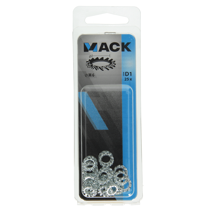 Mack 1017749 - rondelle élastique dentée en acier galvanisé 25 pcs m6 | 10 pièces