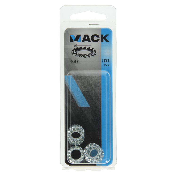 Mack 1017750 - rondelle élastique dentée en acier galvanisé 15 pcs m8 | 10 pièces