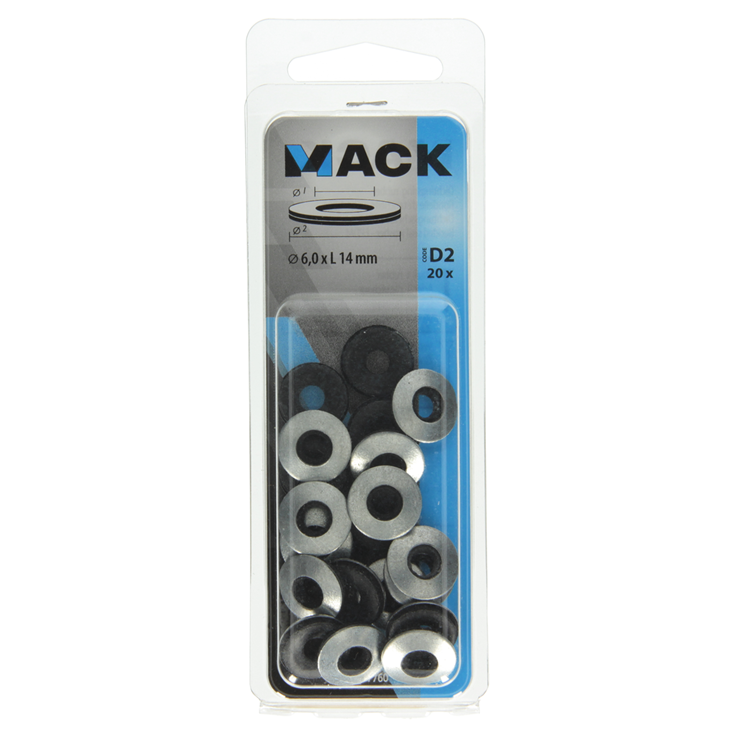 Mack 1017760 - bague d'étanchéité en caoutchouc galvanisé 20 pièces 6,0 x 14 mm | 10 pièces