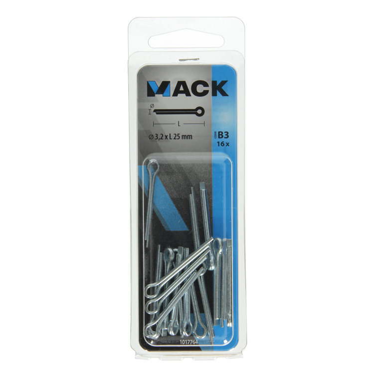 Mack 1017764 - goupille fendue en acier galvanisé 16 pcs 3,2 x 25 mm | 10 pièces