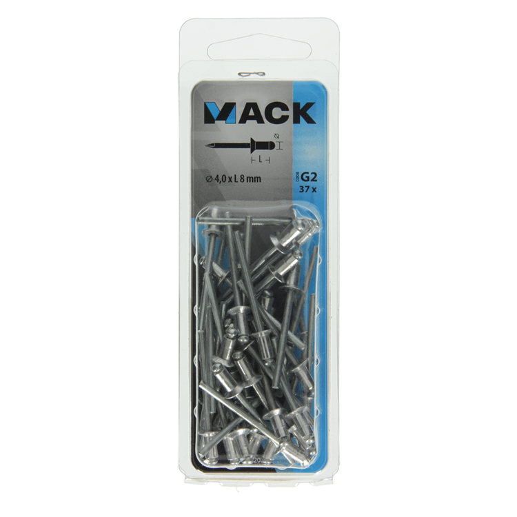 Mack 1020297 - 37 agrafes aveugles aluminium 4.0x8mm | 5 pièces