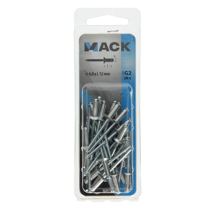 Mack 1020299 - 28 agrafes aveugles aluminium 4.0x12mm | 5 pièces