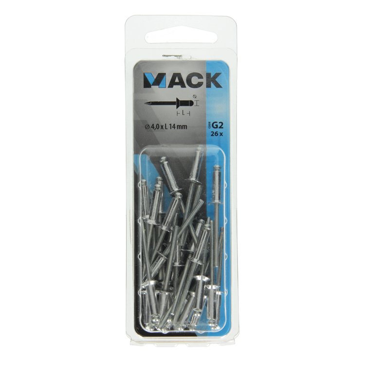 Mack 1020300 - 26 agrafes aveugles aluminium 4.0x14mm | 5 pièces