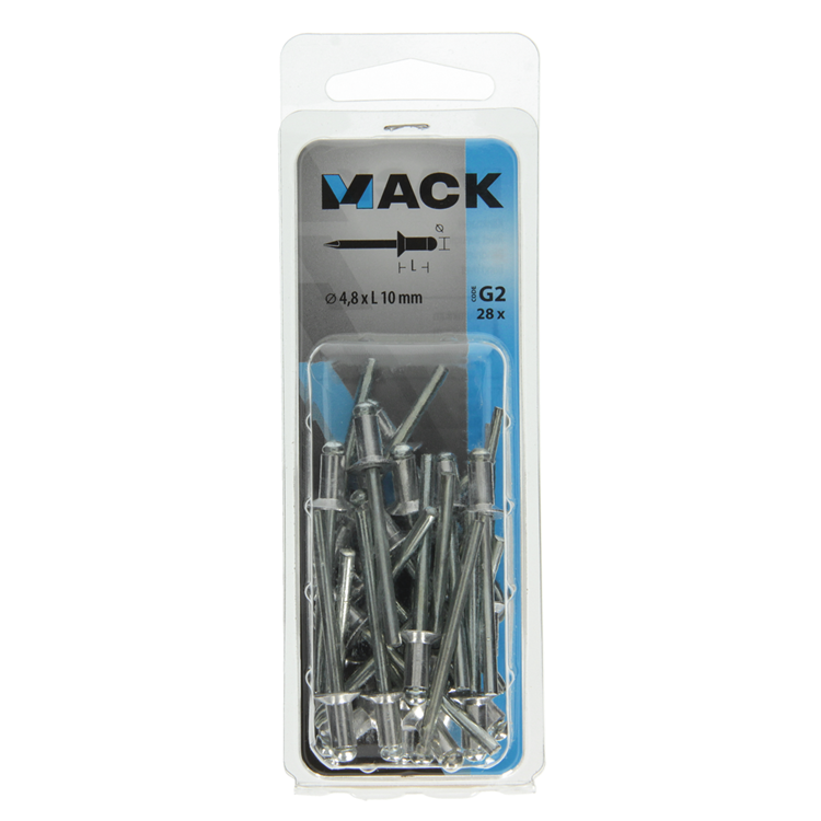 Mack 1020302 - 28 agrafes aveugles aluminium 4,8x10mm | 5 pièces