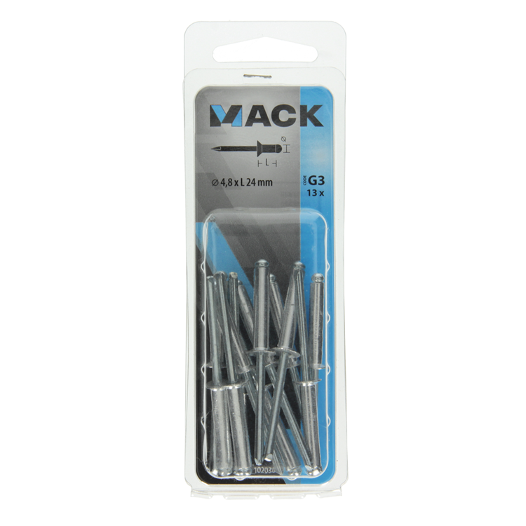 Mack 1020308 - 13 agrafes aveugles aluminium 4,8x24mm | 5 pièces