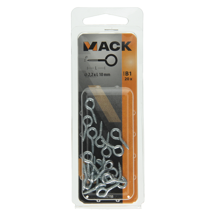 Mack 1017768 - oeil à vis en acier galvanisé 20 pcs 2,2 x 10 mm | 10 pièces
