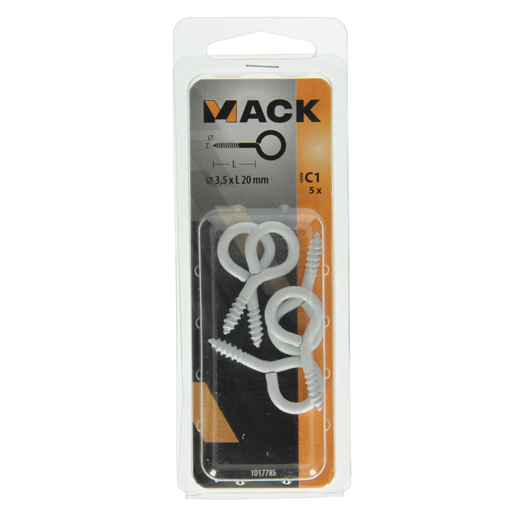 Mack 1017785 - oeil à vis acier blanc 5 pcs 3,5 x 20 mm | 10 pièces