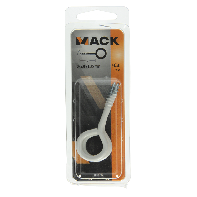 Mack 1017787 - oeil à vis acier blanc 2 pcs 5,0 x 35 mm | 10 pièces