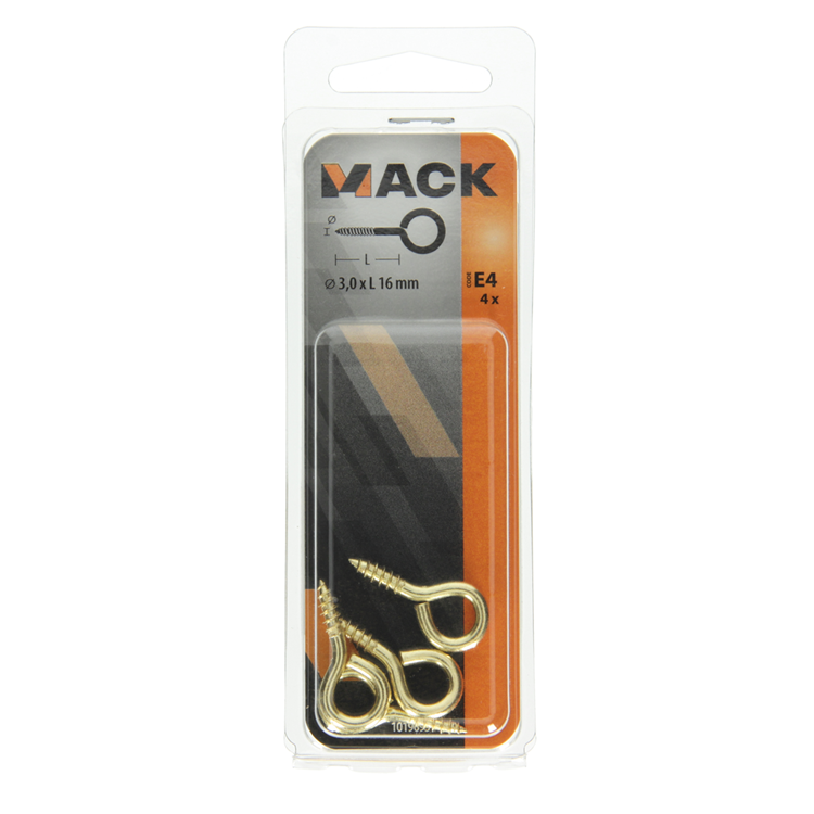 Mack 1019693 - oeil à vis en laiton 4 pcs 3,0 x 16mm | 10 pièces
