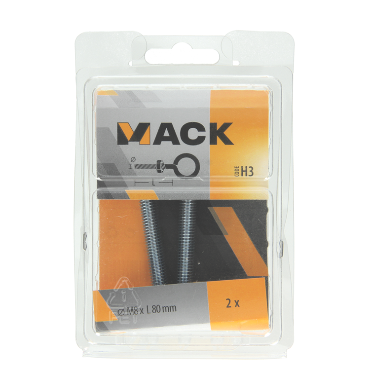 Mack 1017794 - oeil de vis métrique + écrou galvanisé 2 pcs m8 x 80 mm | 5 pièces