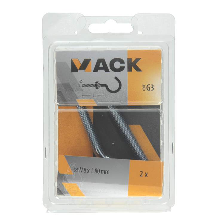 Mack 1017813 - crochet à vis métrique + écrou galvanisé 2pcs m8 x 80 mm | 5 pièces