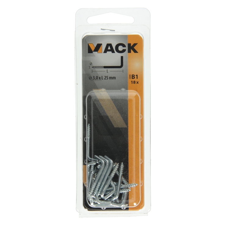 Mack 1017816 - vis à pouce en acier galvanisé 18pcs 3,0 x 25 mm | 10 pièces