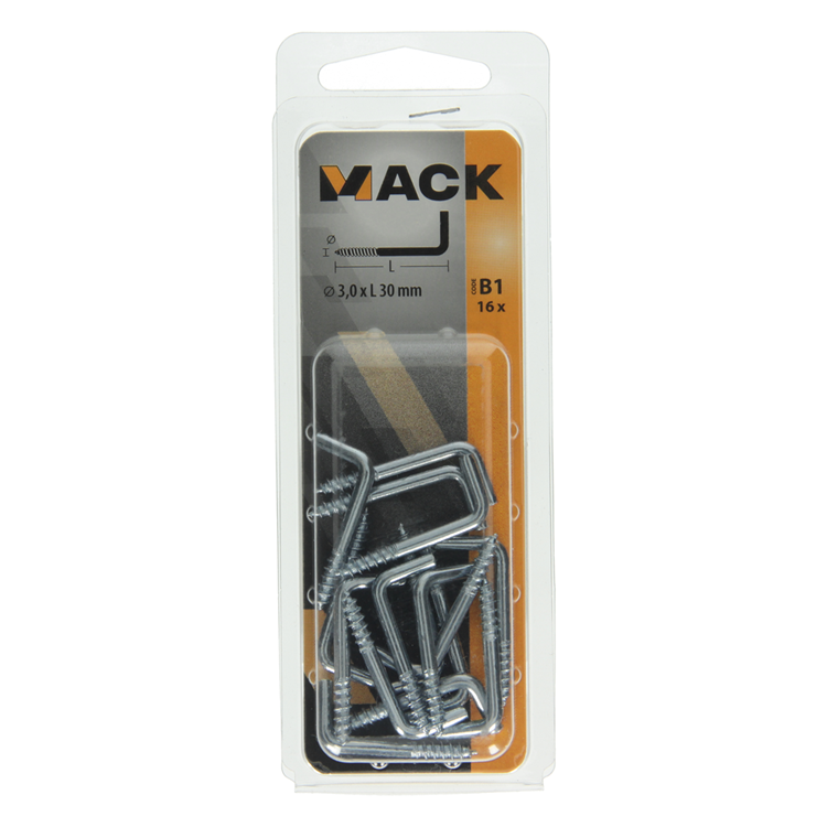 Mack 1017817 - vis à pouce en acier galvanisé 16pcs 3,0 x 30 mm | 10 pièces