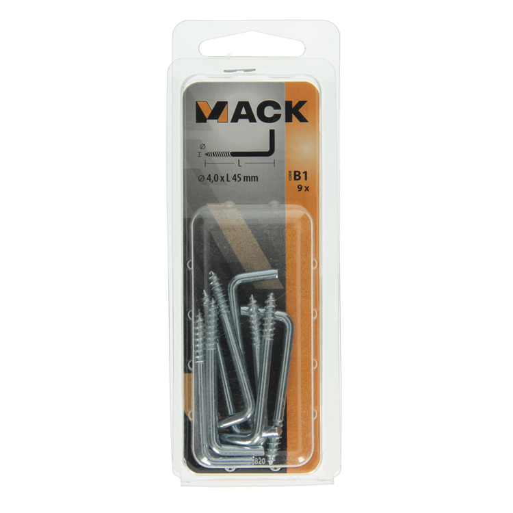 Mack 1017820 - vis à pouce en acier galvanisé 9 pcs 4,0 x 45 mm | 10 pièces