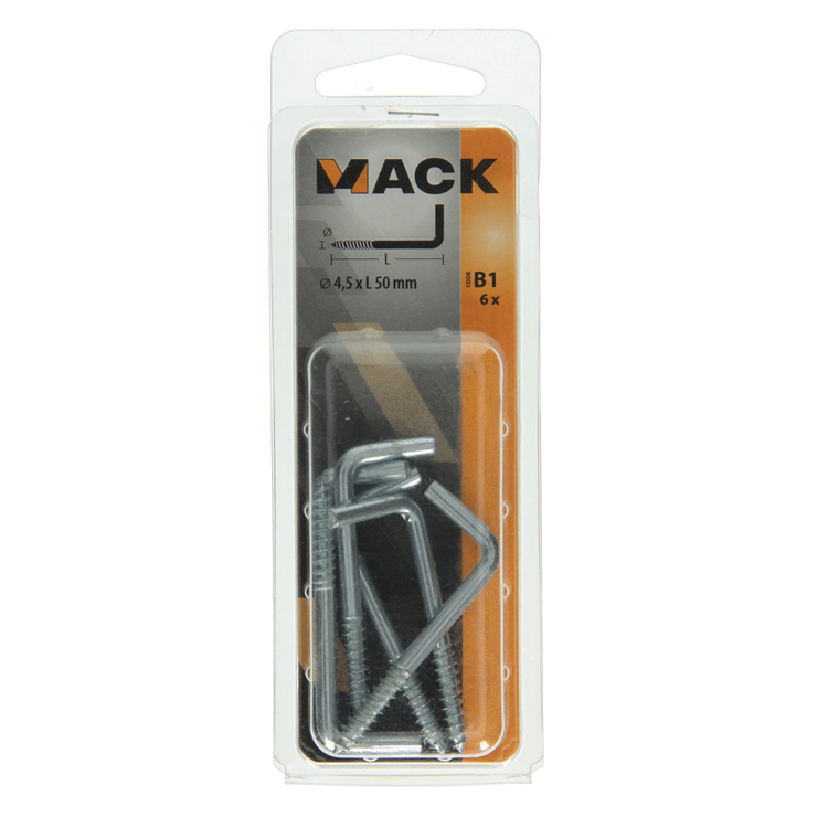 Mack 1017821 - vis à pouce en acier galvanisé 6 pcs 4,5 x 50 mm | 10 pièces