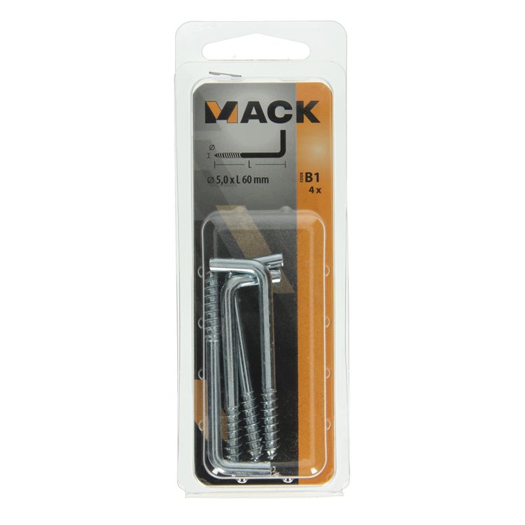 Mack 1017822 - vis à pouce en acier galvanisé 4pcs 5,0 x 60 mm | 10 pièces