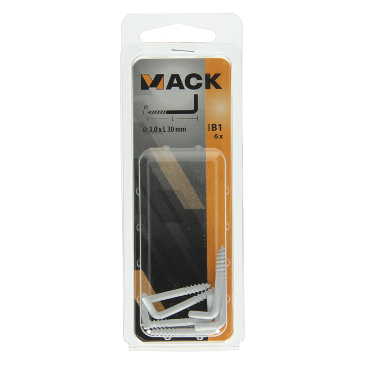 Mack 1017826 - vis à pouce en acier blanc 6 pcs 3,0 x 30 mm | 10 pièces