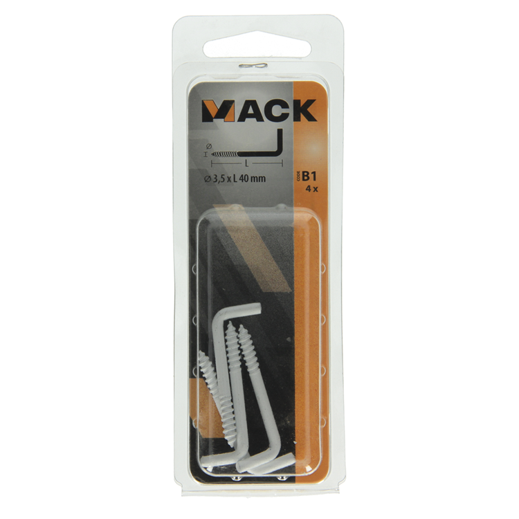 Mack 1017827 - vis à pouce en acier blanc 4 pcs 3,5 x 40 mm | 10 pièces