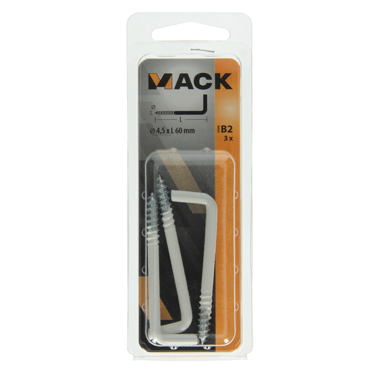 Mack 1017829 - vis à pouce acier blanc 3 pcs 4,5 x 60 mm | 10 pièces