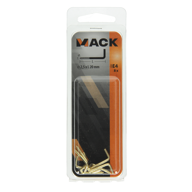 Mack 1019700 - vis à pouce en laiton 8 pcs 2,5 x 20 mm | 10 pièces