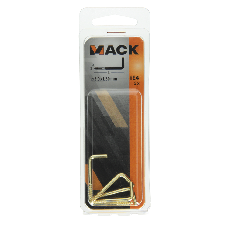Mack 1019702 - vis à pouce en laiton 5 pcs 3,0 x 30 mm | 10 pièces