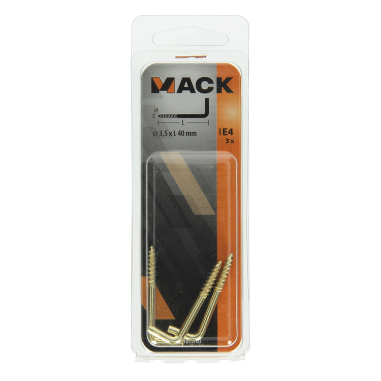 Mack 1019703 - vis à pouce en laiton 3pcs 3,5 x 40mm | 10 pièces