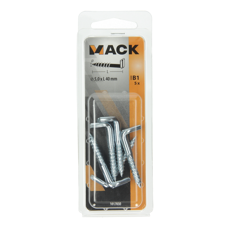 Mack 1017830 - vis à pouce avec fente, acier galvanisé. 5 pièces 5,0 x 40 mm | 10 pièces