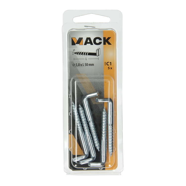 Mack 1017831 - vis à pouce avec fente, acier galvanisé. 5 pièces 5,0 x 50 mm | 10 pièces