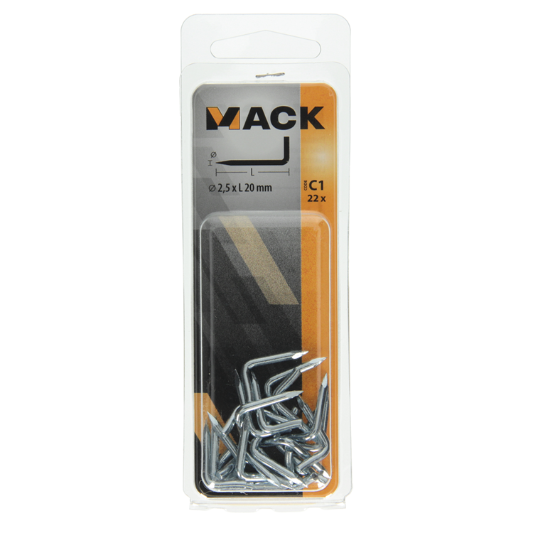 Mack 1017837 - pointe pouce en acier galvanisé 22 pcs 2,5 x 20 mm | 10 pièces