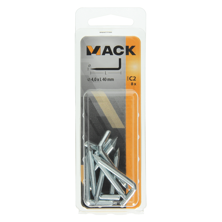Mack 1017840 - pointe pouce en acier galvanisé 8 pcs 4,0 x 40 mm | 10 pièces