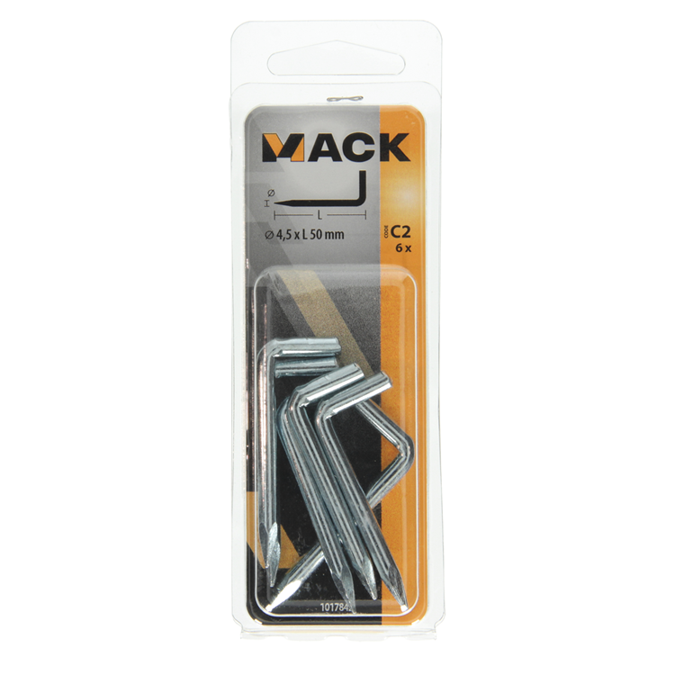 Mack 1017842 - pointe pouce en acier galvanisé 6 pcs 4,5 x 50 mm | 10 pièces