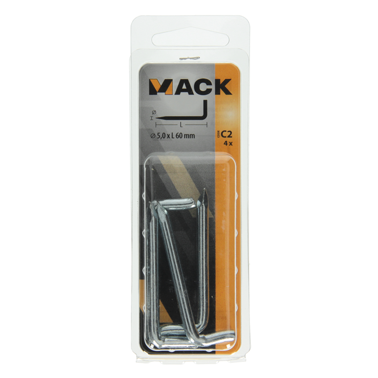 Mack 1017843 - pointe pouce en acier galvanisé 4 pcs 5,0 x 60 mm | 10 pièces