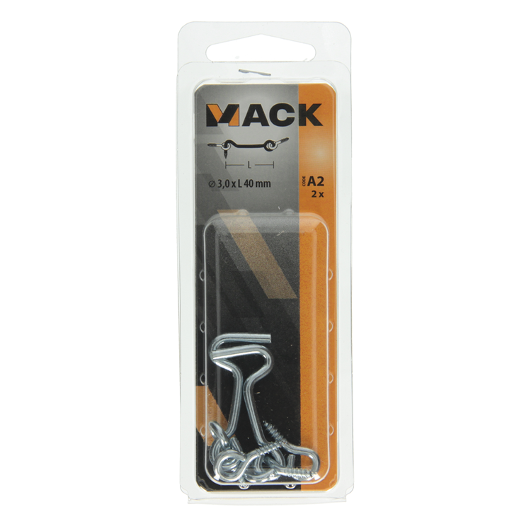 Mack 1017846 - crochet à vent en acier galvanisé 2 pcs 3,0 x 40 mm | 10 pièces