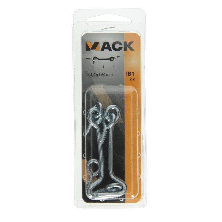 Mack 1017848 - crochet à vent en acier galvanisé 2 pcs 4,0 x 60 mm | 10 pièces