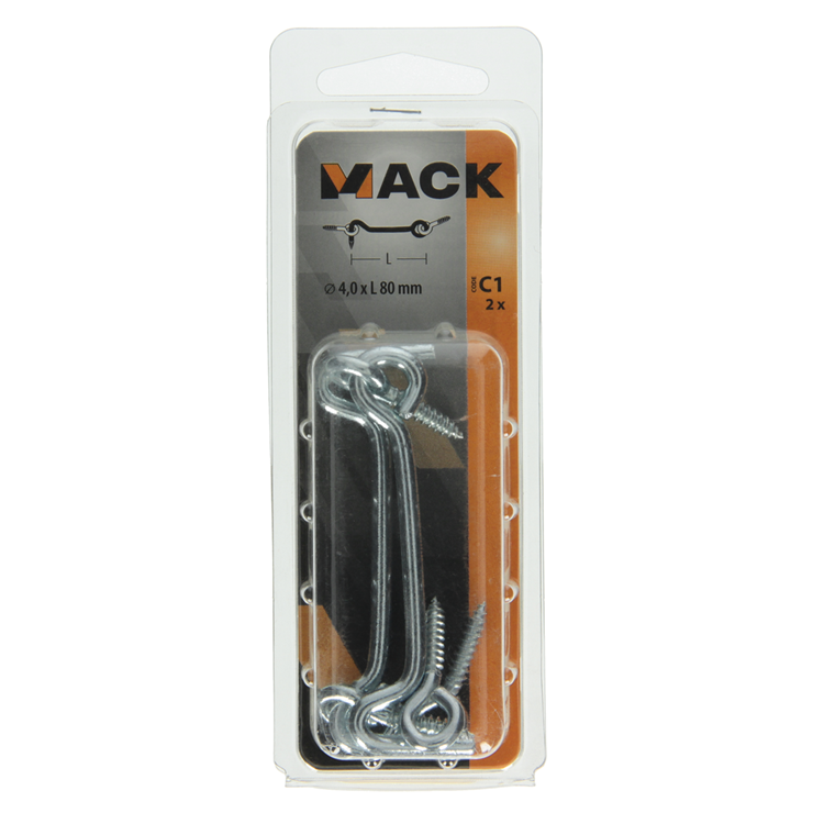 Mack 1017849 - crochet à vent en acier galvanisé 2 pcs 4,0 x 80 mm | 5 pièces