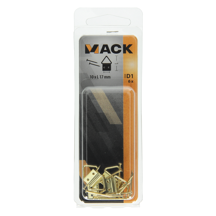 Mack 1017858 - support de cadre en acier plaqué laiton 6 pcs 10 x 17 mm | 10 pièces