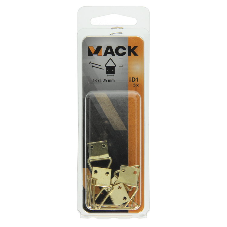Mack 1017859 - support de cadre en acier plaqué laiton 5 pcs 13 x 25 mm | 10 pièces