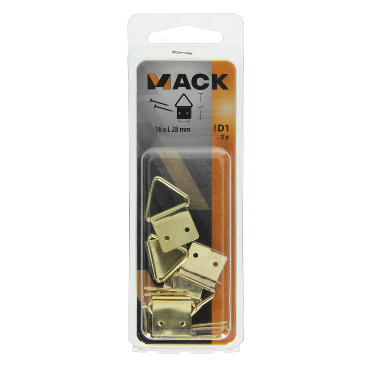 Mack 1017860 - support de cadre en acier plaqué laiton 5 pcs 16 x 28 mm | 10 pièces