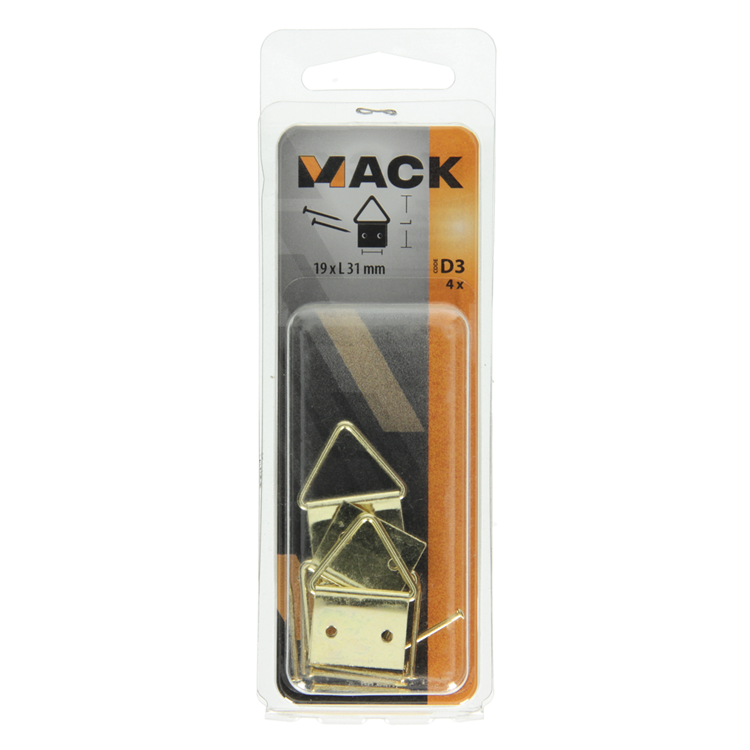 Mack 1017861 - support de cadre en acier plaqué laiton 4 pcs 19 x 31 mm | 10 pièces