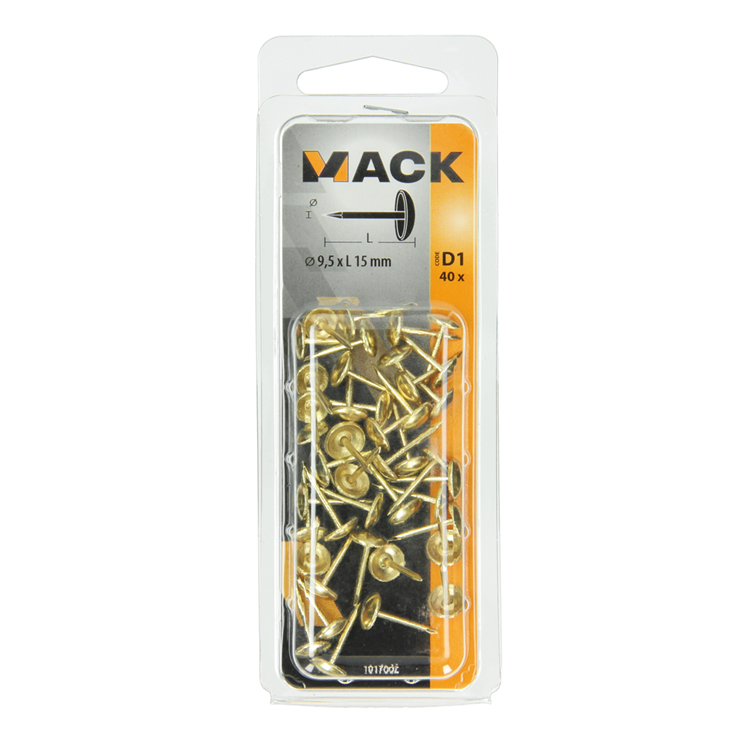Mack 1017862 - clou de finition en acier laitonné 40 pcs 9,5 x 15 mm | 10 pièces