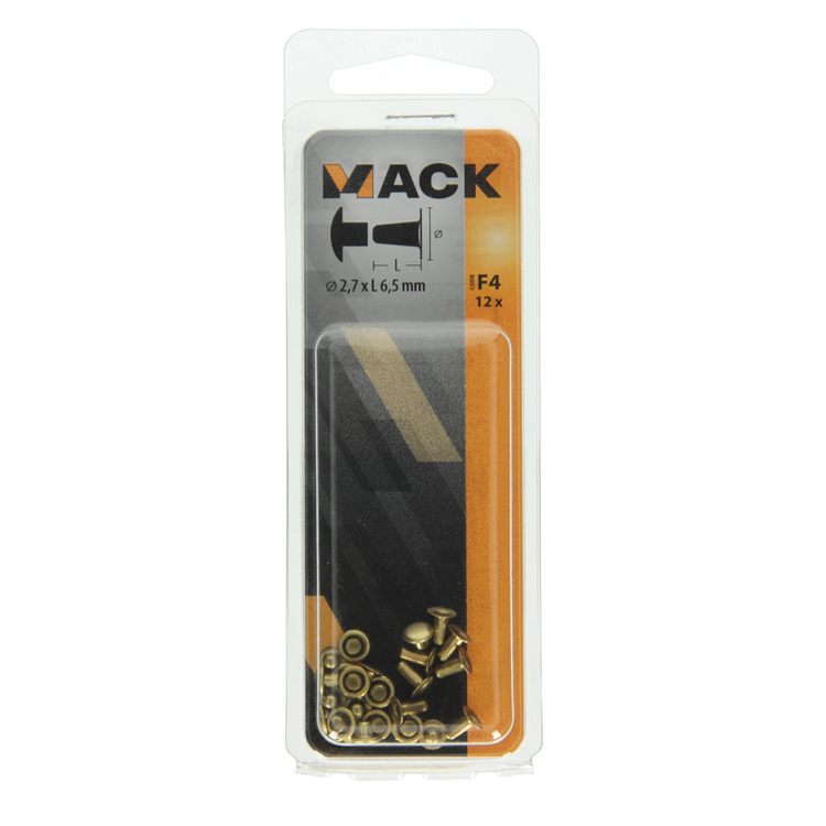 Mack 1019713 - rivets en laiton 12 pcs 2,7 x 6,5 mm | 10 pièces