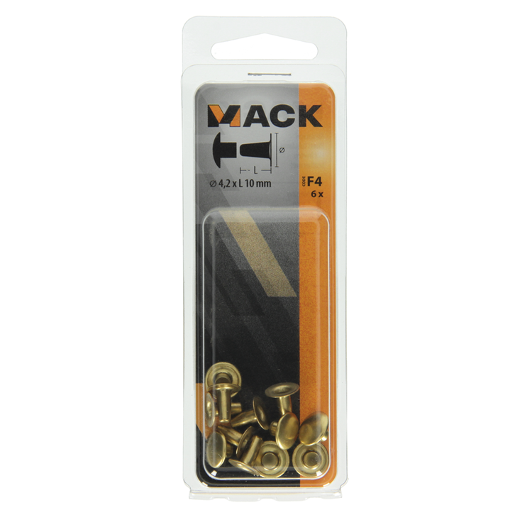 Mack 1019717 - rivets en laiton 6 pcs 4,2 x 10 mm | 10 pièces