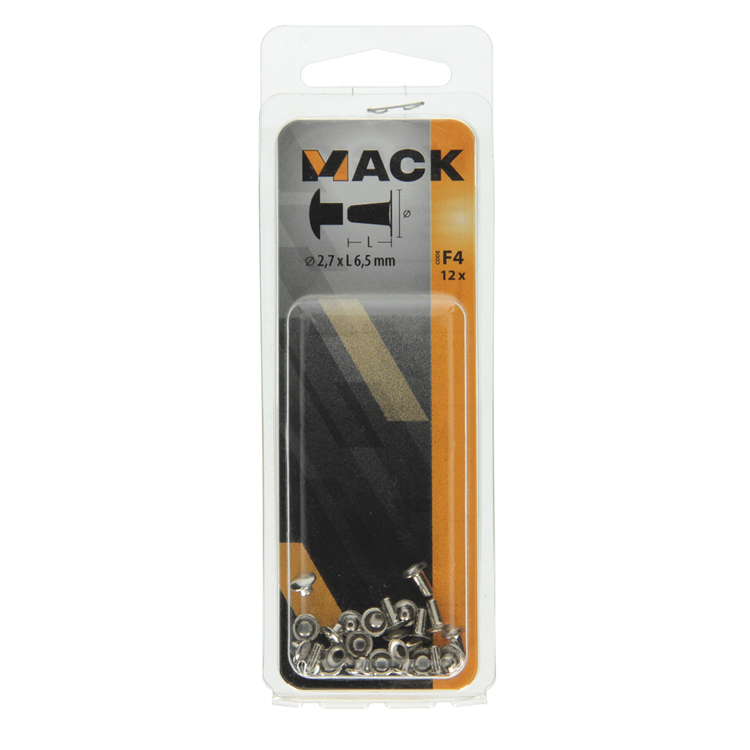 Mack 1019720 - rivet en laiton nickelé 12 pcs 2,7 x 6,5mm | 10 pièces