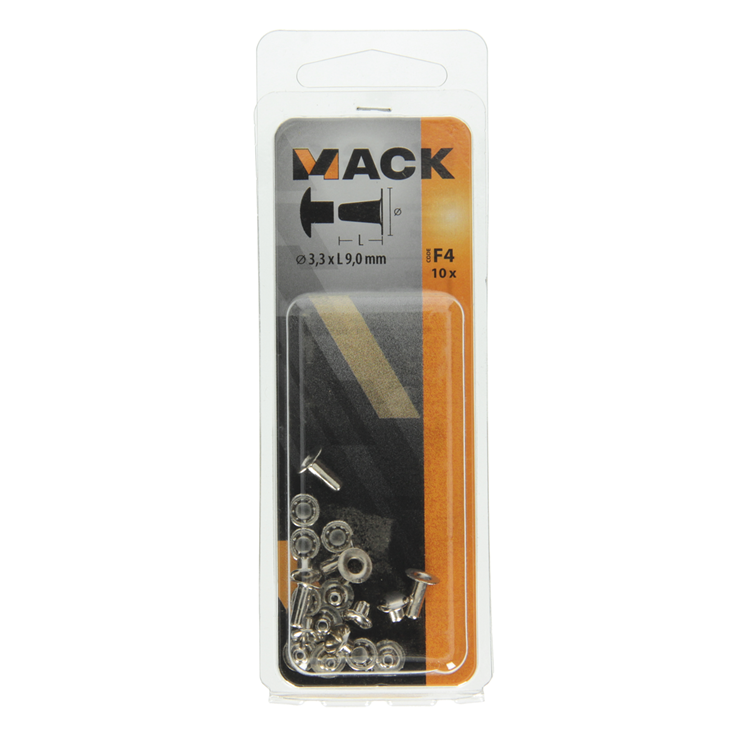 Mack 1019722 - rivet en laiton nickelé 10 pcs 3,3 x 9,0mm | 10 pièces
