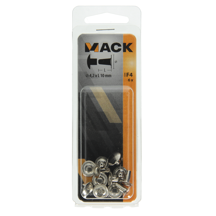 Mack 1019723 - rivet en laiton nickelé 6 pcs 4,2 x 10 mm | 10 pièces