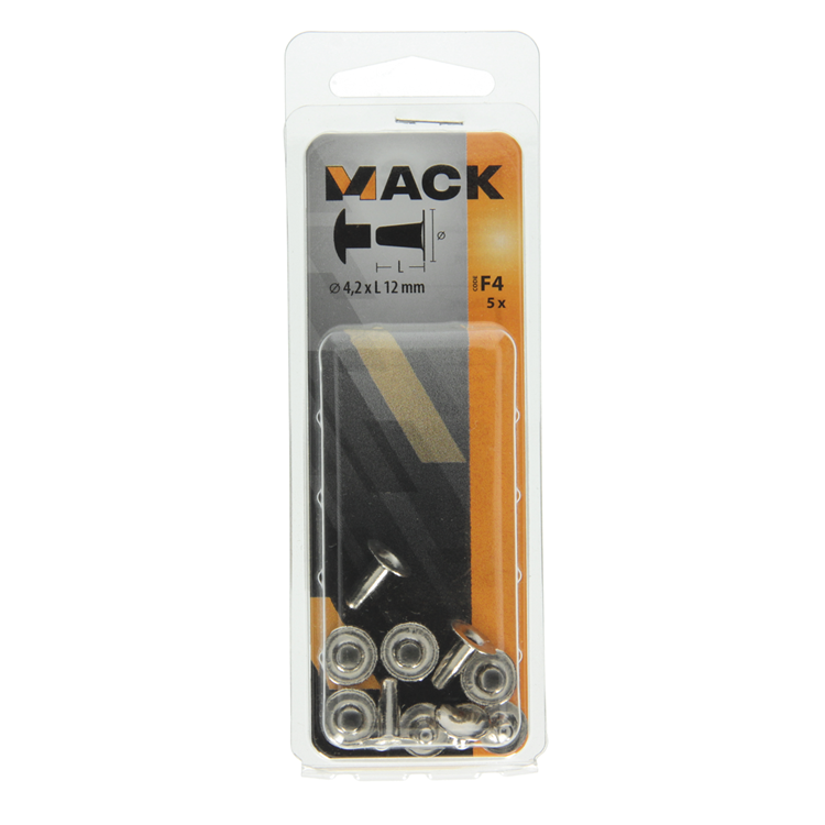 Mack 1019724 - rivet en laiton nickelé 5 pcs 4,2 x 12 mm | 10 pièces